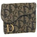 CHRISTIAN DIOR Trotter Canvas Wallet Blue Auth 53297 - Christian Dior