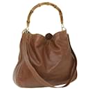 GUCCI Bamboo Shoulder Bag Leather 2way Brown Auth ac2472 - Gucci