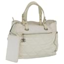CHANEL Paris Biarritz Tote Bag Coated Canvas White CC Auth bs9935 - Chanel
