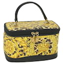 Bolsa cosmética Gianni Versace Vanity revestida em lona amarela Auth bs9911