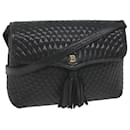BALLY Quilted Shoulder Bag Leather Black Auth bs10058 - Bally