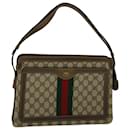 GUCCI GG Canvas Web Sherry Line Shoulder Bag PVC Leather Beige Green Auth yk9207 - Gucci