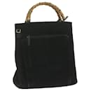 GUCCI Bamboo Hand Bag Suede Black 002.2122.0506 Auth ar11121 - Gucci