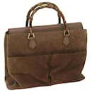 GUCCI Bamboo Hand Bag Suede Brown 002 123 0322 Auth ep2828 - Gucci