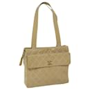 CHANEL Shoulder Bag Patent leather Beige CC Auth bs10487 - Chanel