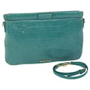 Miu Miu Sac Bandoulière Toile Enduite Bleu Turquoise Auth bs11022