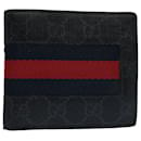GUCCI GG Supreme Sherry Line Wallet Red Navy Black 408826 Auth FM3064 - Gucci