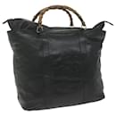 GUCCI Bamboo Hand Bag Leather Black 002 2058 0412 5 Auth ti1448 - Gucci