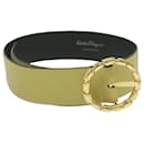 Salvatore Ferragamo Belt Leather 23.6""-28.3"" Yellow Auth hk903