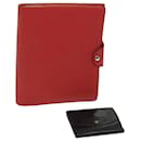 HERMES Wallet Note Cover Leather 2Set Red Black Auth bs10810 - Hermès