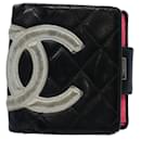 CHANEL Cambon Line Wallet Leather Black CC Auth 62877 - Chanel