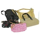 Coach Shoulder Bag Leather Canvas 5Set Pink Black beige Auth am5570