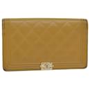 CHANEL Boy CHANEL Matelasse Wallet Leather Yellow CC Auth yk10085 - Chanel