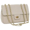 BALLY Chain Quilted Shoulder Bag Leather Beige Auth am5593 - Bally