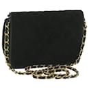 CHANEL Matelasse Chain Shoulder Bag Suede Black CC Auth bs10698 - Chanel