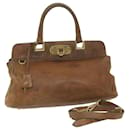 PRADA Hand Bag Leather 2way Brown Auth bs10941 - Prada