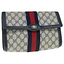 GUCCI GG Supreme Sherry Line Clutch Bag Navy Red 89 01 006 auth 63552 - Gucci