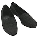 FENDI Zucchino Canvas loafers shoes Black Auth ac2503 - Fendi