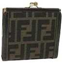 FENDI Portefeuille en toile Zucca Noir Marron Auth ar11107 - Fendi