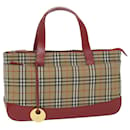 BURBERRY Nova Check Hand Bag Canvas Beige Red Auth 62506 - Burberry