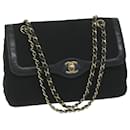 CHANEL Matelasse Chain Shoulder Bag algodão Preto CC Auth bs10930 - Chanel
