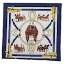 HERMES CARRE 90 EQUIPAGES Scarf Silk Navy Auth am5379 - Hermès
