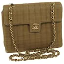 CHANEL Chain Shoulder Bag Canvas Brown CC Auth 62565A - Chanel