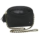 BALLY Quilted Chain Shoulder Bag Leather Black Auth fm2991 - Bally