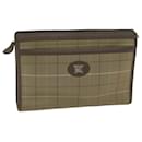 Burberrys Nova Check Clutch Bag Nylon Canvas Marrom Auth bs10776 - Autre Marque