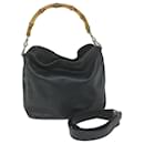 GUCCI Bamboo Hand Bag Leather 2way Black 001 1638 auth 62778 - Gucci