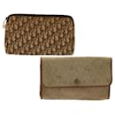 Christian Dior Trotter Canvas Pouch 2Set Brown Beige Auth bs11092