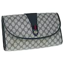 GUCCI GG Supreme Sherry Line Clutch Bag Navy Red 89 01 031 auth 62132 - Gucci