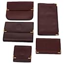 CARTIER Wallet Leather 5Set Wine Red Auth bs10456 - Cartier