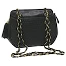 BALLY Quilted Chain Shoulder Bag Leather Black Auth yb484 - Bally