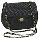 BALLY Quilted Chain Shoulder Bag Leather Black Auth am5550 - Bally