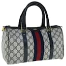 GUCCI GG Canvas Sherry Line Boston Bag PVC Navy Red Auth 63762 - Gucci