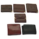 CARTIER Wallet Leather 6Set Wine Red Black Auth ar11264 - Cartier