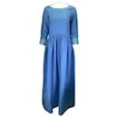 Vestido largo de lino con espalda abierta en azul Kalita - Autre Marque