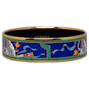 Blue Hermes Wide Enamel Bangle Costume Bracelet - Hermès