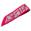 Pink Hermes Rive Droite Rive Gauche Silk Twilly Scarf Scarves - Hermès