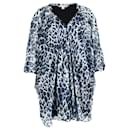 Diane Von Furstenberg Leopard-Print Mini Dress in Blue Silk