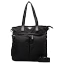 Saffiano-Trimmed Tessuto Double Pocket Tote - Prada