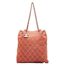 Chanel Surpique Drawstring Bucket Bag Leather Shoulder Bag in Good condition