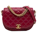 Chanel Red CC Quilted Lambskin Chain Flap