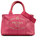 Bolso satchel pequeño rosa con logo Canapa de Prada