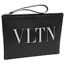 VALENTINO Clutch Bag Leather Black Auth ep3342 - Valentino