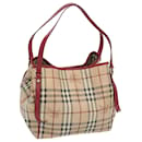 BURBERRY Nova Check Tote Bag PVC Bege Vermelho Autenticação 66734 - Burberry