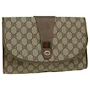 GUCCI GG Canvas Web Sherry Line Clutch Bag PVC Bege Vermelho Verde Auth 66716 - Gucci