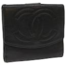 CHANEL Portefeuille Caviar Skin Noir CC Auth bs12147 - Chanel