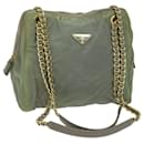 PRADA Chain Shoulder Bag Nylon Khaki Auth 66500 - Prada